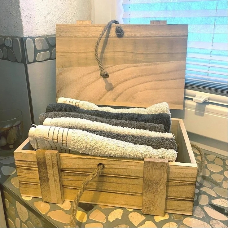 UNUS HOME Dekokiste Holz-Kisten mit Deckel 2er Set (2 St, 2er Set Groß: 36x14,5x24cm, Klein: 30x10x18,5cm (BxHxT) – Bild 2