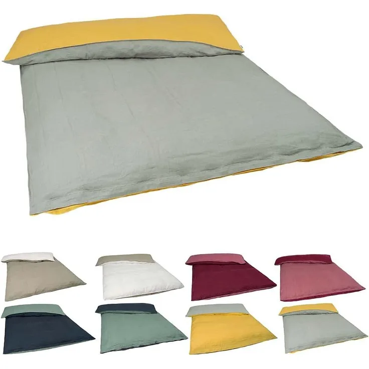 Bettbezug Doubleface ca. 135x200 cm zitronen-gelb/stein-grau 100% Leinen beties "Leinen"