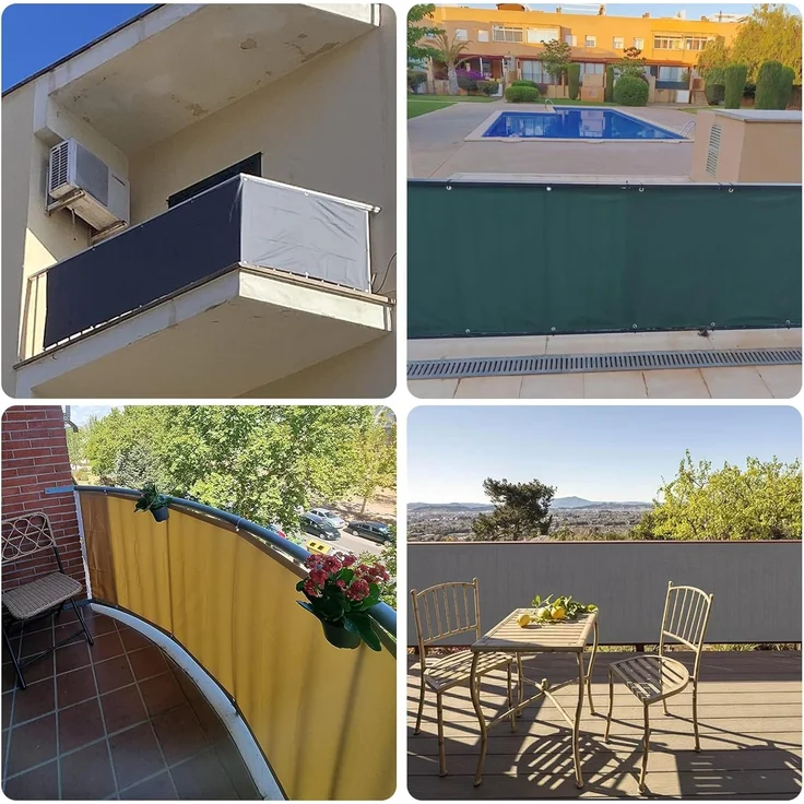 SUNNY GUARD Balkon Sichtschutz 100x500 cm Balkonverkleidung Balkonabdeckung Balkonumspannungen UV-Schutz Wind und wetterfest mit Kabelbinder,Anthrazit – Bild 6