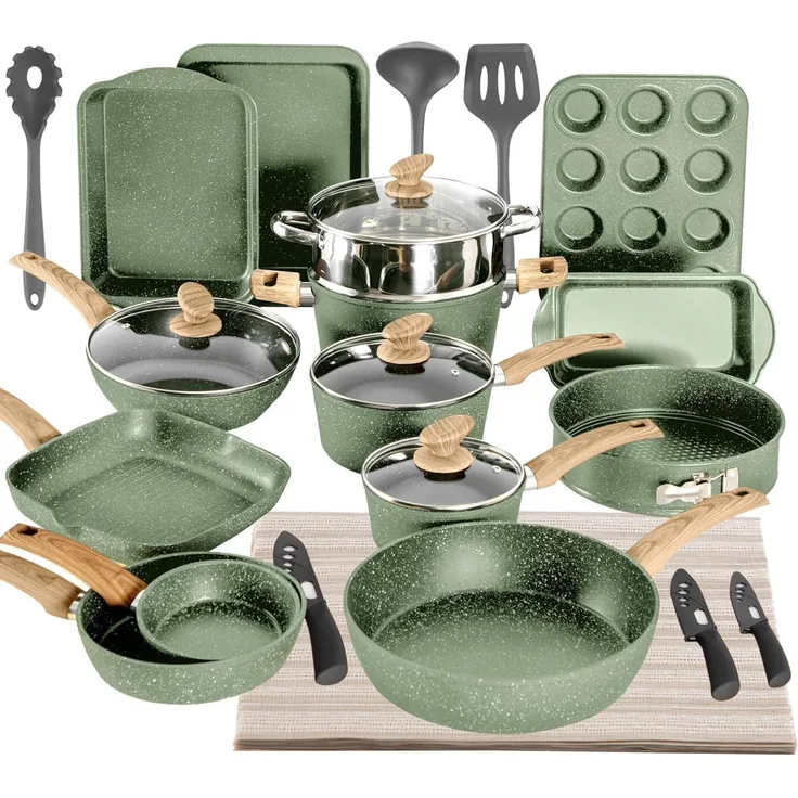 Kitchen Academy 30-teiliges Induktions-Kochgeschirr-Set mit Granitbeschichtung