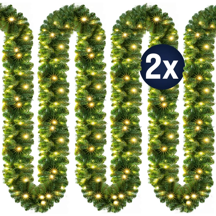 Casaria 2er Set Weihnachtsgirlande 100LEDs – Bild 2