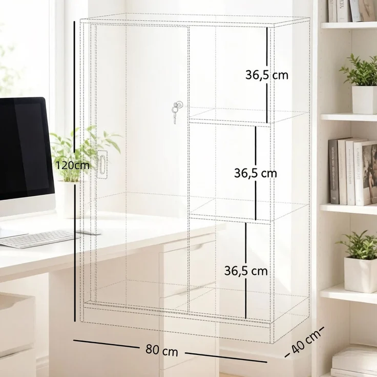 Dokumentenschrank mit Schiebetüren und Schloss, 80x40x120 cm, Schwarz – Bild 5