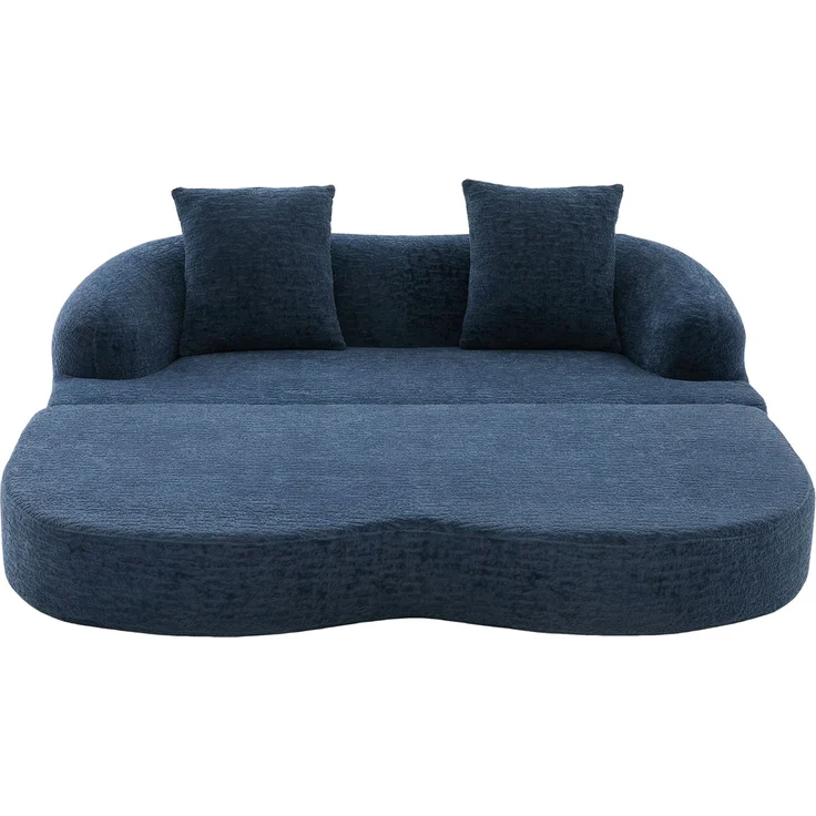 ZUBALIYA Schlafsofa 84x65 cm, mit LED - Beleuchtung, mit Chenille - Bezug, modular aufgebaut, mit Schaumstoffpolsterung, Blau – Bild 20
