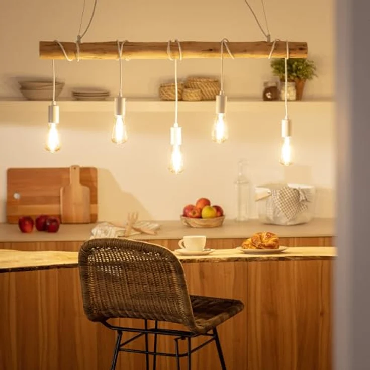 LEDKIA LIGHTING Hängeleuchte Yagis | Verstellbare Länge, E27-Birne kompatibel, modernes Design in Weiß, Metall | Ideal für Wohnzimmer, Küche, Schlafzimmer, Esszimmer – Bild 5