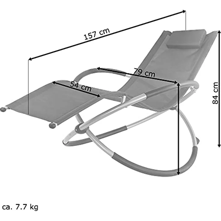 Kingpower Schaukelliege Gartenliege Klappbar, Relaxliege mit ergonimischem Design, max. 150 kg, Grau – Bild 2