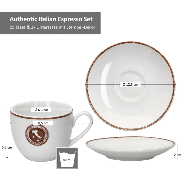 Ritzenhoff&Breker 4tlg Set Authentic Italian Espressotasse + Untertasse 80ml – Bild 6