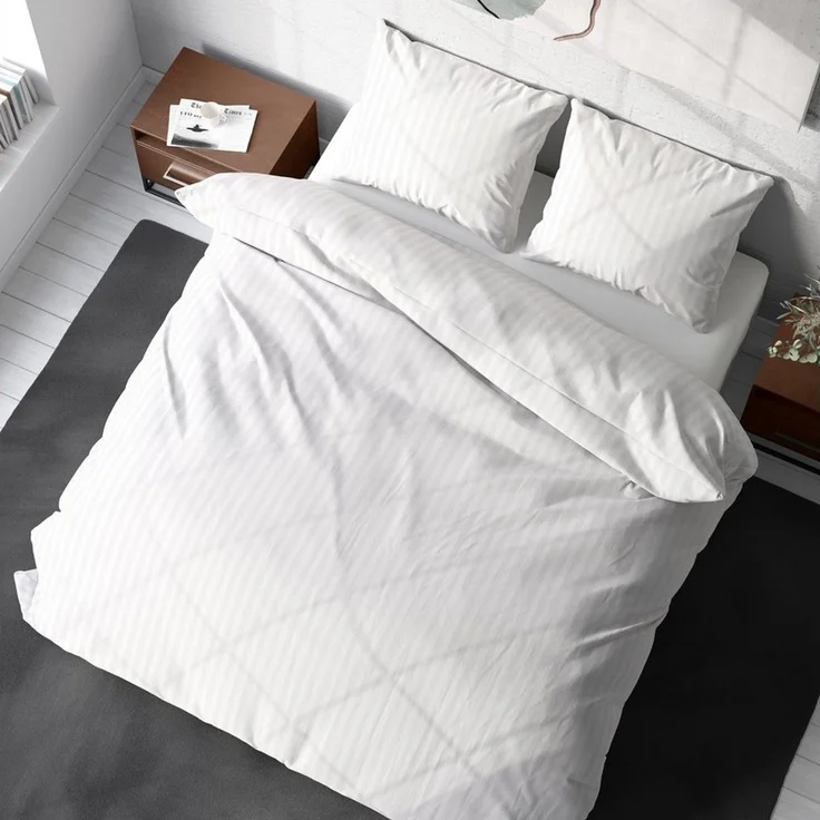 One Home Bettwäsche Damast, Mikrofaser, gestreift und elegant, 3 teilig Doppelbett – Bild 4