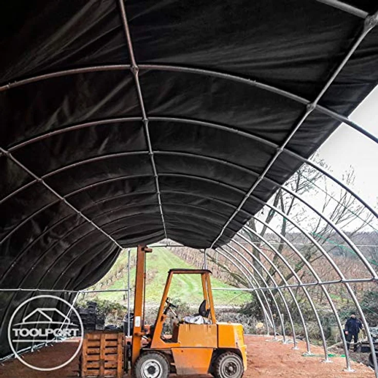 TOOLPORT Rundbogenhalle Zelthalle 9,15x12x4,5m, robuste PVC-Plane 2300N, wasserdicht und UV-beständig, grün – Bild 2