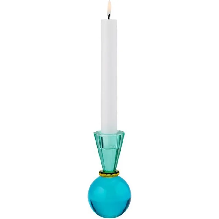 Gift Company Sari Kristallglas Kerzenhalter H13 5 cm Kugel/Konus grün/blau gs