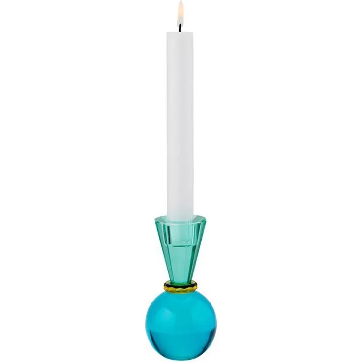 Gift Company Sari Kristallglas Kerzenhalter H13 5 cm Kugel/Konus grün/blau gs