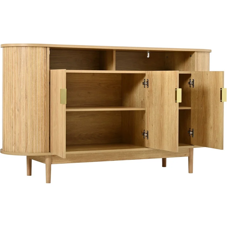 DESVIAE Sideboard Natur aus MDF/Spanplatte – 140x78x40 cm – 3 Türen, Kiefernholzfüße – Bild 8