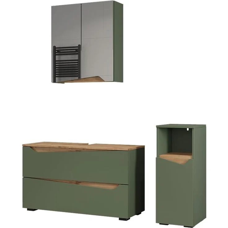Badmöbel-Set Marelle Grün/Artisan-Eiche 3-teilig Vicco – Bild 1