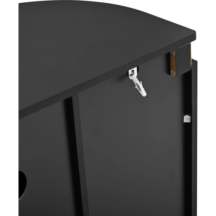 ZUBALIYA Sideboard 140x38x80 cm, mit 4 Türen, aus MDF, Schwarz – Bild 24