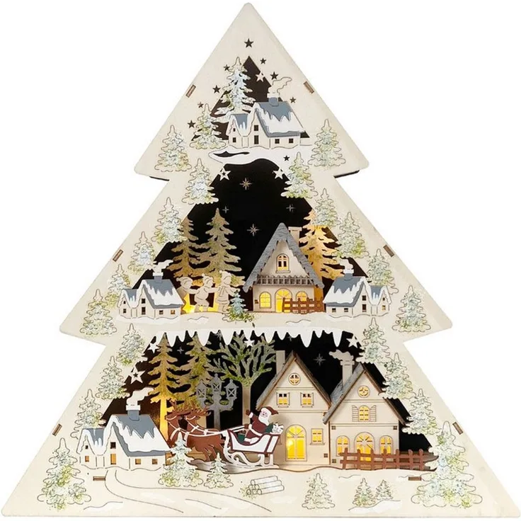 HTI-Living Schwibbogen Leuchtspitze Weihnachtsmann zu Besuch (1-tlg), Schwibbogen Weihnachtsdeko