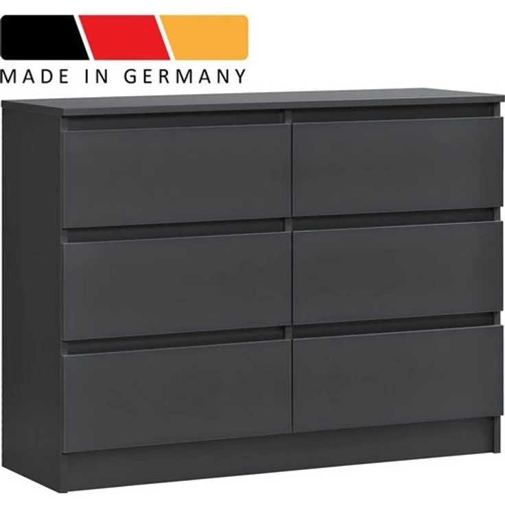 Home Collective Kommode mit 6 Schubladen 95, 120, 140 cm breit Holz Schrank (Highboard Anrichte Schlafzimmer Wohnzimmer Flur Büro Organizer), Kommode 95 cm breit Kommode Sideboard, Anthrazit – Bild 4