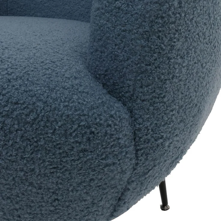 Lounge-Sessel HWC-O37, Cocktail-/Clubsessel Polstersessel Sessel, Stoff/Textil Bouclé (330g/m²) Metall MVG ~ blau – Bild 8