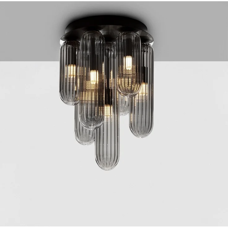 Nova Luce 9028852 GUSTAVE Deckenleuchte 7-flammig Schwarz Rauchgrau G9 – Bild 1