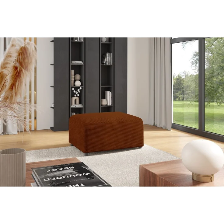 Polsterhocker Designerhocker Hocker MEGAN in Stoff Poso Rostbraun – Bild 1