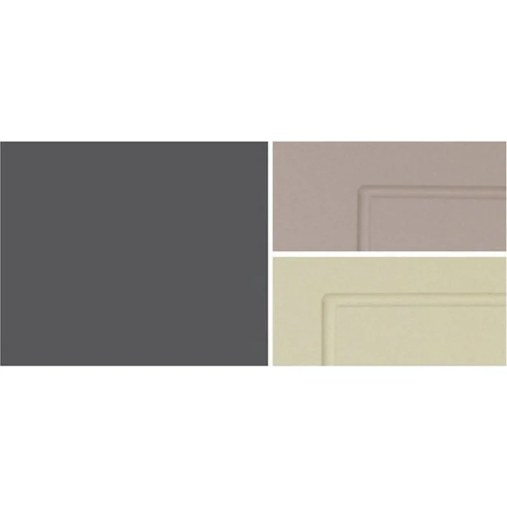 L-Form Küchenzeile KVANTUM Küchenblock 250x385cm lava Front vanille beige matt Teilauzug – Bild 4