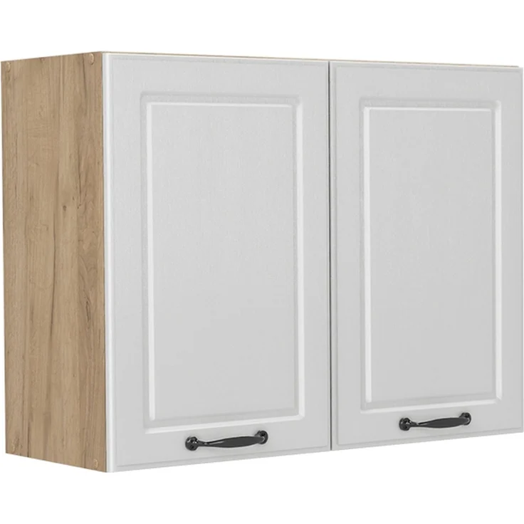 Küchenglasschrank R-Line Weiß Landhaus/Goldkraft Eiche 80 cm Vicco – Bild 1