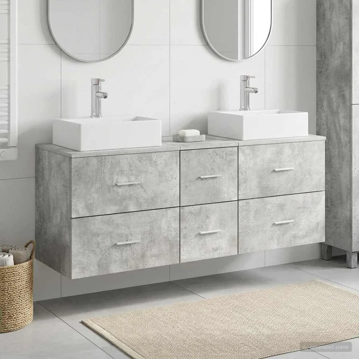 vidaXL Badezimmerschrank-Set 3 stk. Betongrau 129 x 41 x 79,5 cm 3405846 – Bild 1