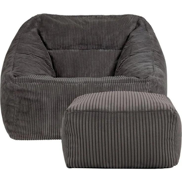 icon Sitzsack Riesen Sessel aus Cord Flauschig „Natalia" mit Hocker (Spar-Set, 1 x Sitzsack-Sessel, 1 x Fußhocker), Sitzsack XXL, Made in Germany, für Erwachsene & Kinder, für Wohnzimmer – Bild 3