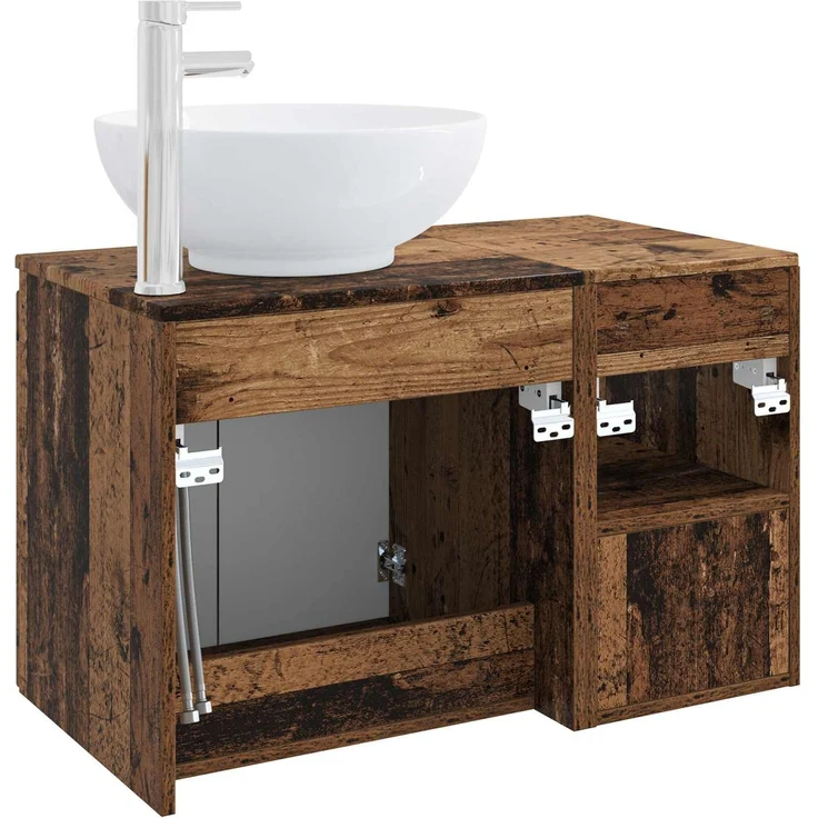 vidaXL Badezimmerschrank-Set 2 stk. Altholz 79,5 x 44,5 x 80 cm 3404092 – Bild 6