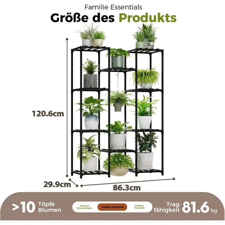 Bamworld Blumenständer Pflanzenständer Hoher Pflanzenstufen Pflanzenregal (1 St), Mehrstufiges Blumenregal für Außen (Terrasse/Balkon/Garten) – Bild 1