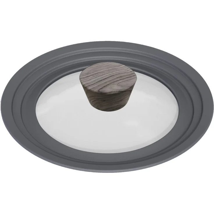 Topfdeckel aus Glas Universaldeckel ergonomischer Griff in Holzoptik für alle Herdarten 28-30-32 cm – Bild 2