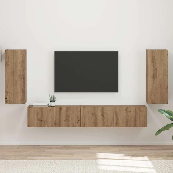 vidaXL TV-Schrankset 4 stk. Artisan-Eiche Holzwerkstoff 3409167 – Bild 1