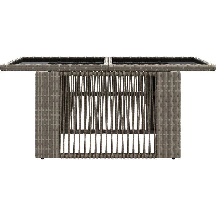 vidaXL Gartentisch Grau 100 x 55 x 37 cm PE Rattan und Glas 42035137 – Bild 4