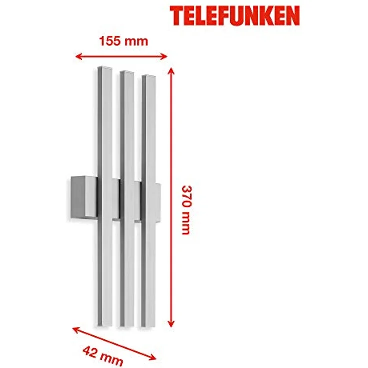 TELEFUNKEN GRAZ - LED Außenwandleuchte 3-flammig, 12 Watt, 1.170 Lumen, 4.000 Kelvin, IP44, Silber, 370x155x42mm – Bild 5