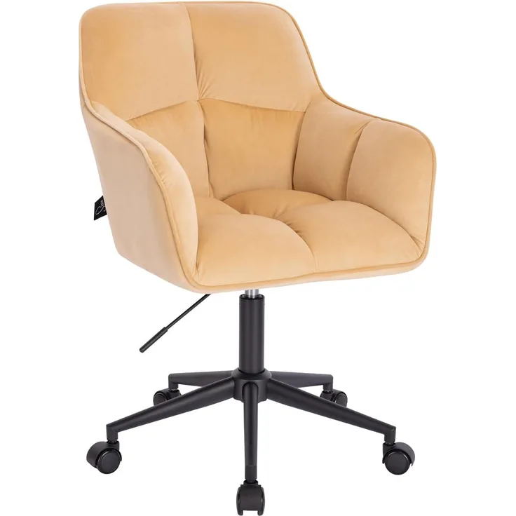 Svita 'Jerry' Schreibtischstuhl mit Armlehnen, höhenverstellbar, Samt beige, 64x57 x (76-85) cm