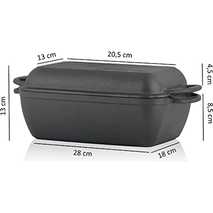 BBQ-Toro Bräter Gusseiserner Bräter mit Deckel 4,5 L, 2in1 Pfanne und Schmortopf, Gusseisen – Bild 2