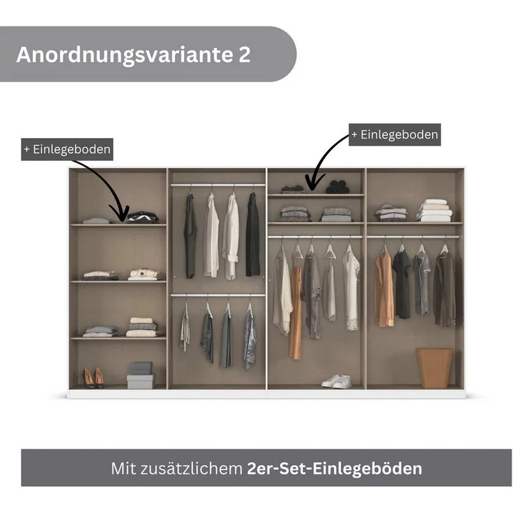 OTTO home Drehtürenschrank Kleiderschrank Schrank Garderobe AGORDO TOPSELLER Schlafzimmer (in zwei Griff-Farben, Breiten 91-405 cm, Dekor- oder Hochglanzfront) durchdachte Innenausstattung, in 8 Breiten und 2 Höhen MADE IN GERMANY – Bild 3