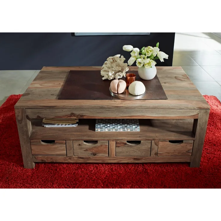 Couchtisch Sheesham 120x70x50 grau geölt NATURE GREY #33