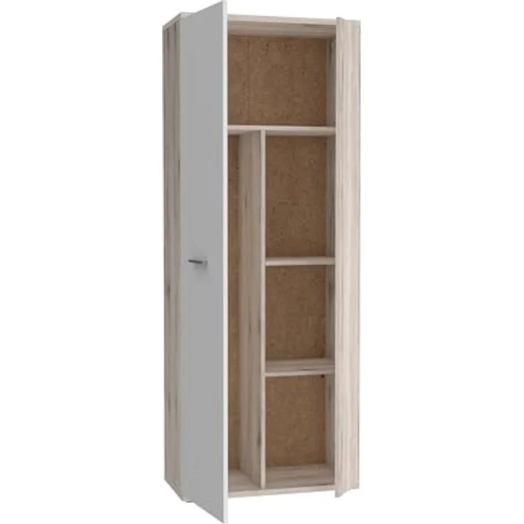 FORTE Net106 Mehrzweckschrank mit 2 Türen, Holzwerkstoff, Sandeiche + Weiß, 68. 90x34. 79x179. 1 cm – Bild 5