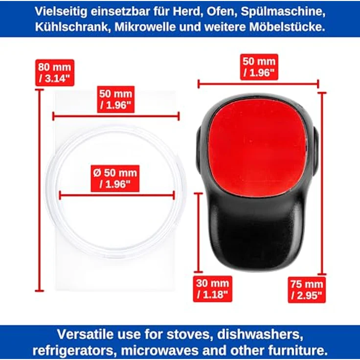 Herd Kindersicherung Set, für 6 Knöpfe, transparenter Kleber, mit Backofentür Babysicherung in Schwarz, für max. Ø 4,9 cm und 4 cm hohe Herdknöpfe mit min. 6,1 cm Abstand Mitte-Mitte, Herdschutz Kit – Bild 5
