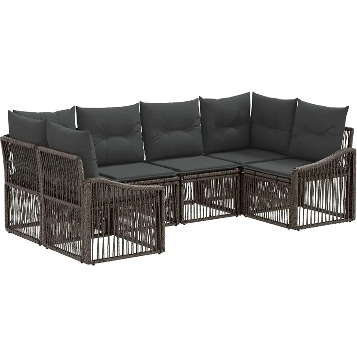 vidaXL Gartensofa-set 6 stk. 6-Sitzer Grau Poly-Rattan 3436103