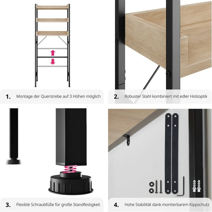 tectake Badregal Badezimmerregal, Einzelstück, Industrial Style – Bild 3