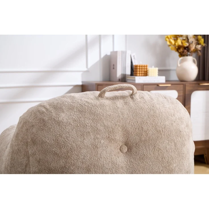 Sitzsack-Sessel mit Kunstfellbezug, Armlehnen und Schaumstoffflocken, weicher Lesesitz ohne Montage für Wohn- und Schlafzimmer, Beige – Bild 21