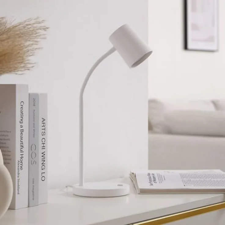 Lindby Tischlampe 'Radka', weiße Schreibtischlampe mit flexiblem Gestell und Schalter, GU10 – Bild 3