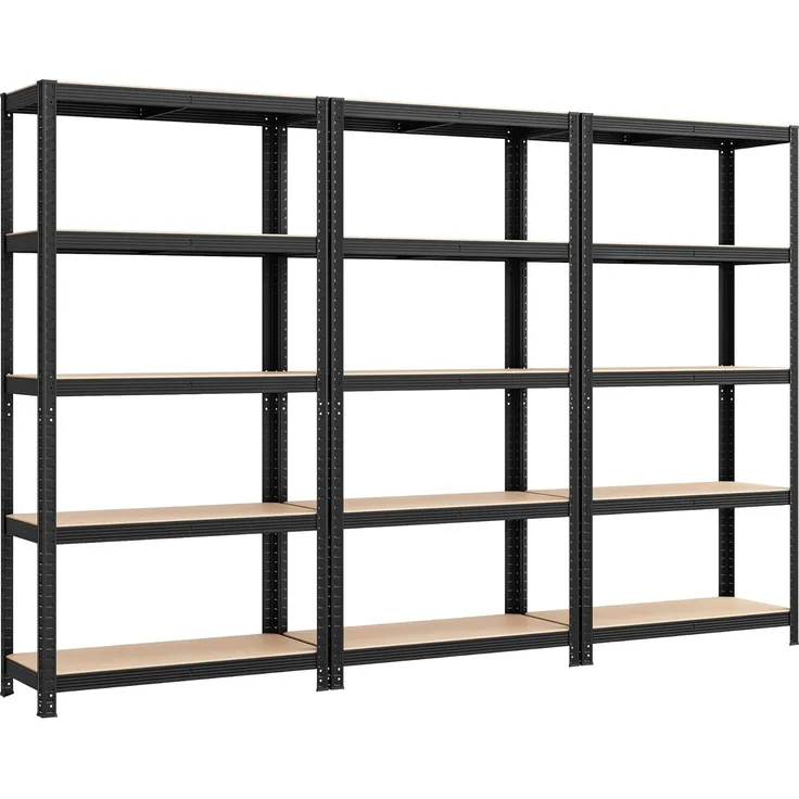 SONGMICS Schwerlastregal, Kellerregal, Lagerregal, 40 x 270 x 180 cm, Regal mit Stahlgestell, bis 875 kg belastbar, 5 verstellbare Ablagen, schwarz GLR040B03