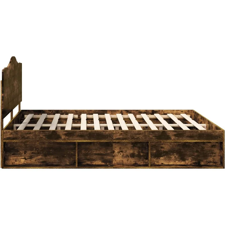 vidaXL Bettrahmen Geräucherte Eiche 180 x 200 cm Massives Kiefernholz 3413276 – Bild 7