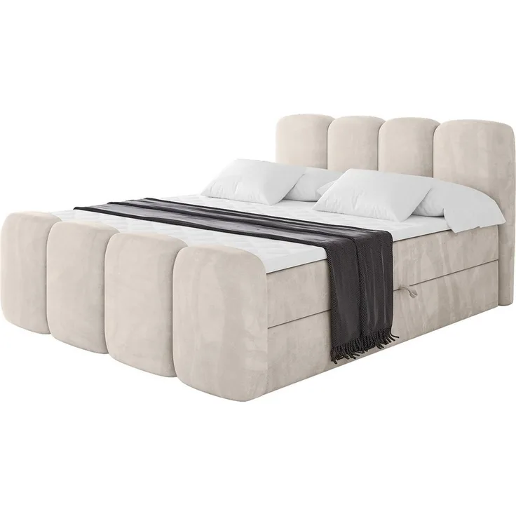 ALTDECOR Boxbett NINA-Z (Multipocket-Matratze H4, H3 Matratze Bonellfederung, Topper, Kopfteil), Doppelbett mit Fußteil