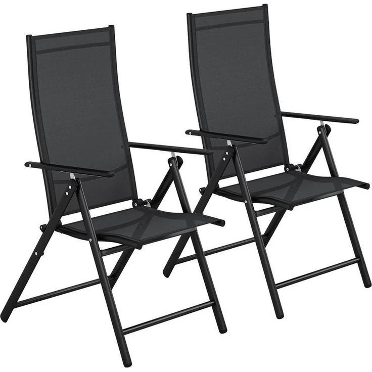 TLGREEN Klappstuhl 2-er Set Gartenstuhl,Klappbarer aus Texteline-Gewebe, (7-Fach Verstellbare Rückenlehne,Bis 120kg Belastbar, 2 St), für Garten, Terrasse, Balkon und Camping – Bild 1