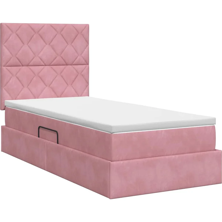 vidaXL Aufbewahrungsbett mit Matratze Rosa 90 x 200 cm Samt 3459728 – Bild 8