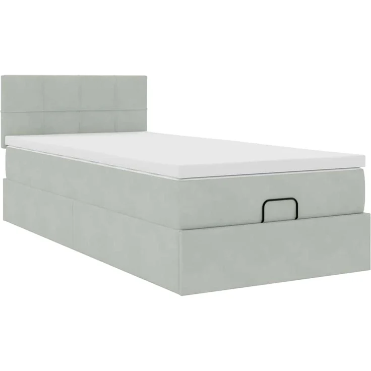 vidaXL Ottoman-Bett mit Matratze & LEDs Hellgrau 80x200 cm Samt 3312584 – Bild 5