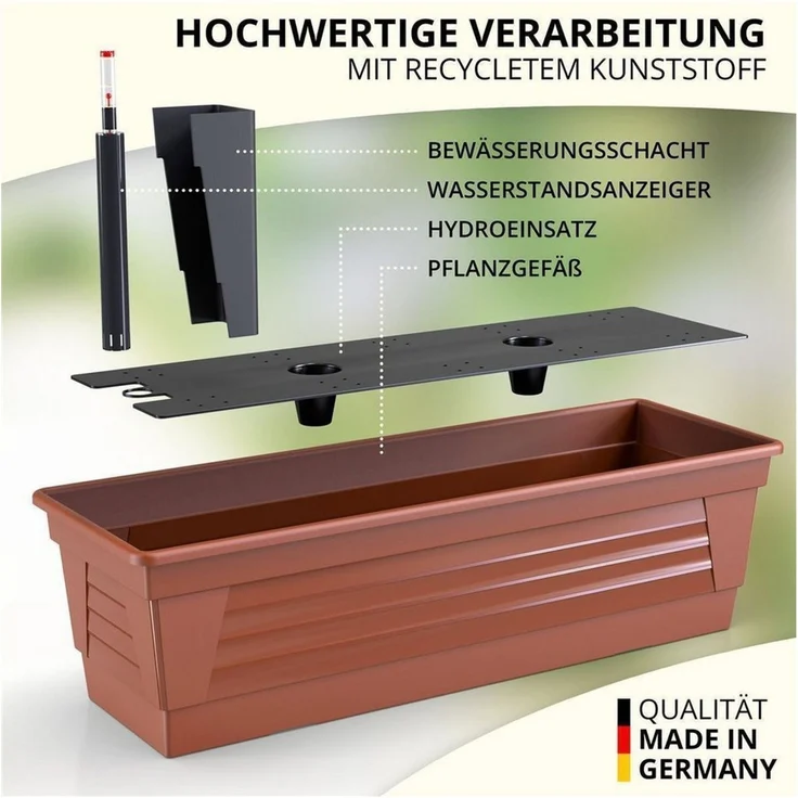 Plastard Blumenkasten, 3er-Set Pflanzkasten mit Hydroeinsatz & Wasserstandsanzeiger (3er-set, 3er-Set mit Hydroeinsatz & Wasserstandsanzeiger 60 cm, 80 cm 100 cm), Witterungs- und UV-Beständigkeit – Bild 2