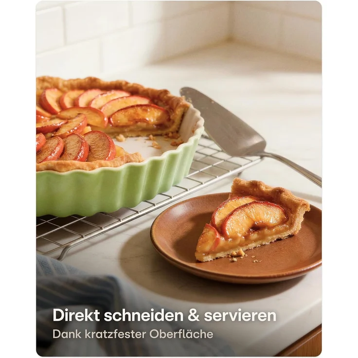 Praknu Auflaufform Tarteform - ø 28cm Hoher Rand - Form für Quiche, Pie, Backform Rund, Porzellan - Keramik, (1-St), Mit Antihaftbeschichtung - Einfach zu Reinigen - Plastikfrei Verpackt – Bild 4